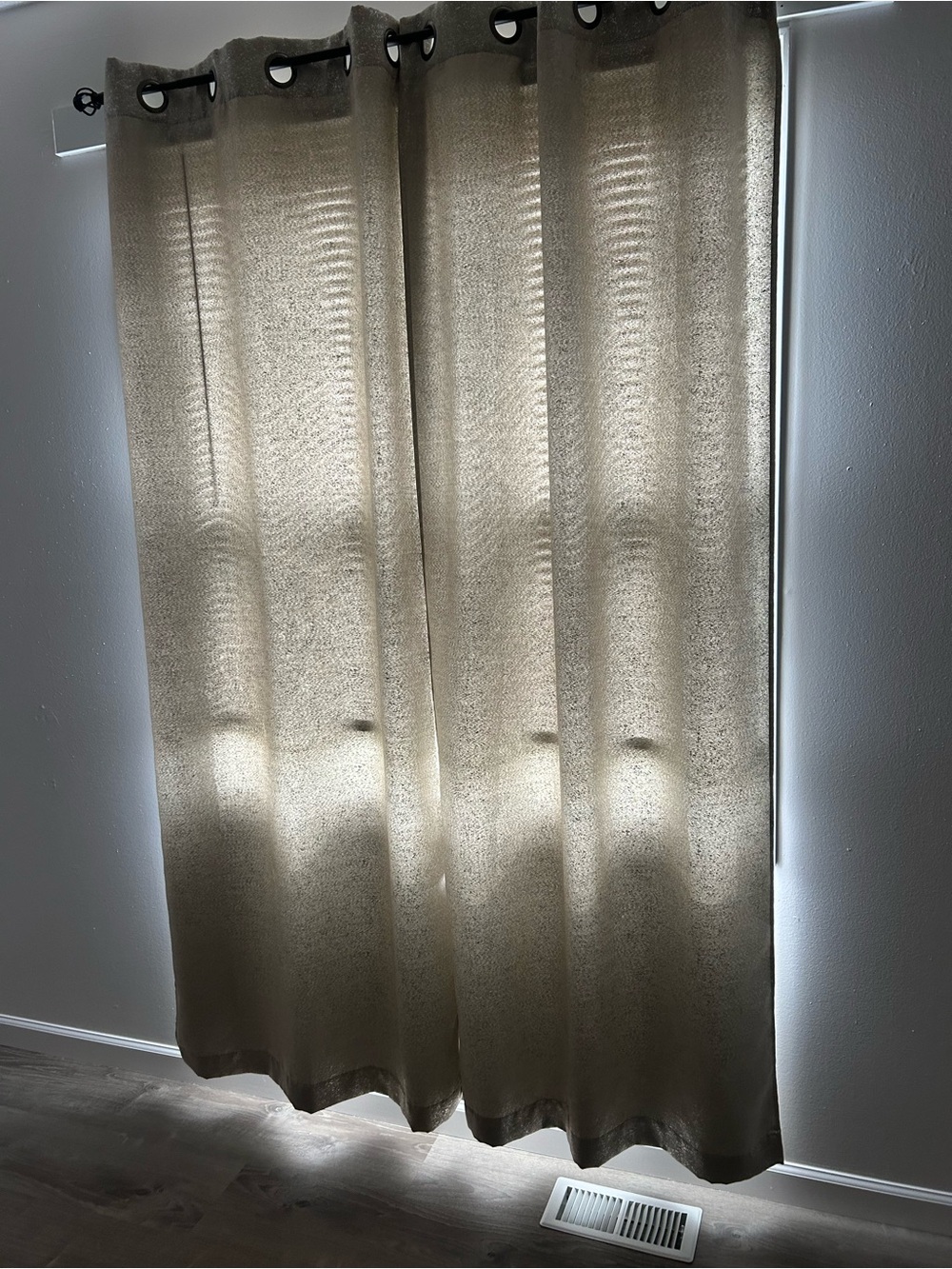 Neutral Tan/Gold With Crushed Silver Curtain Panel 2 Piece